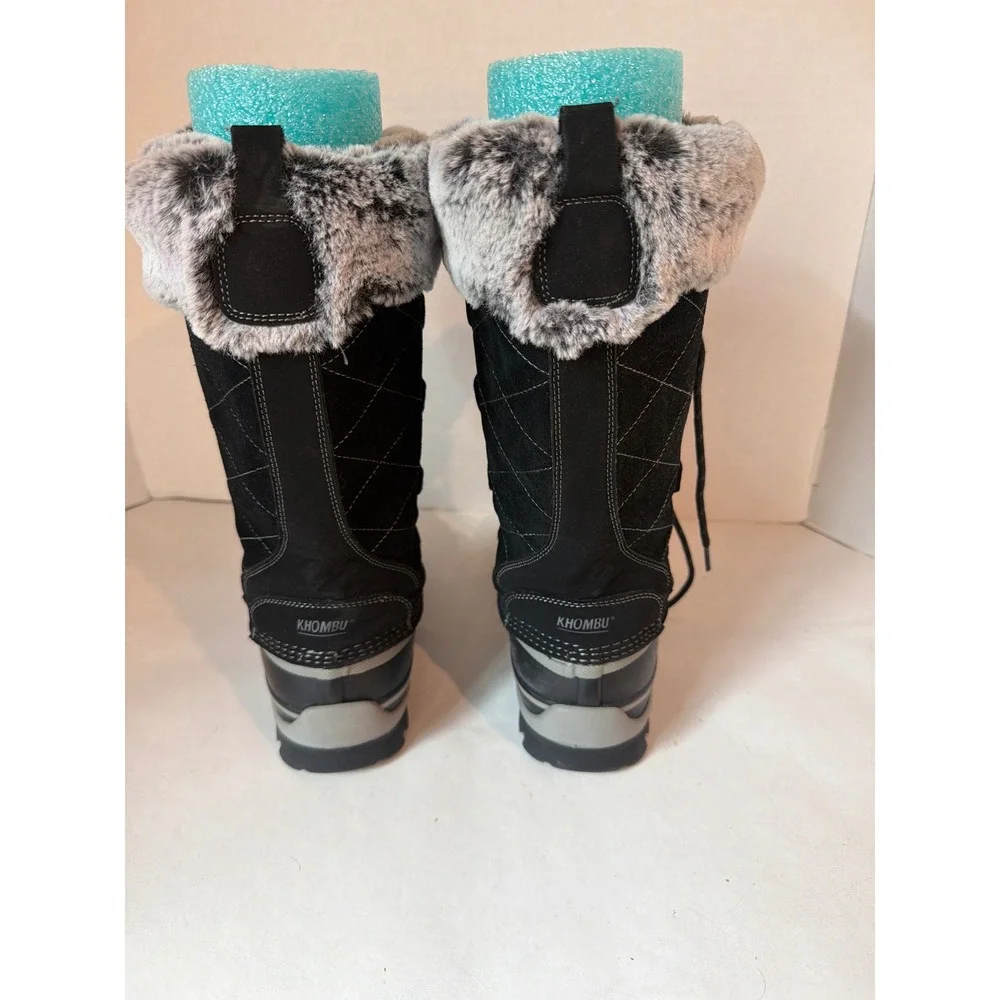Khombu Ellie Womens Black Faux Fur Trim Winter Snow Boots Size 7 M 1412983